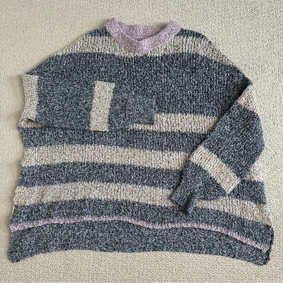 Free People Sweater Oversized Tunic Striped Small - Picture 2 of 9